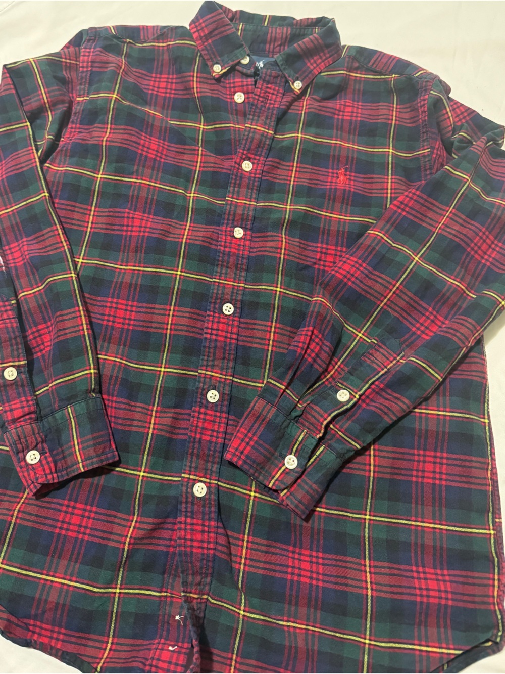 Ralph Lauren Red and Green Plaid Button-Down Shirt